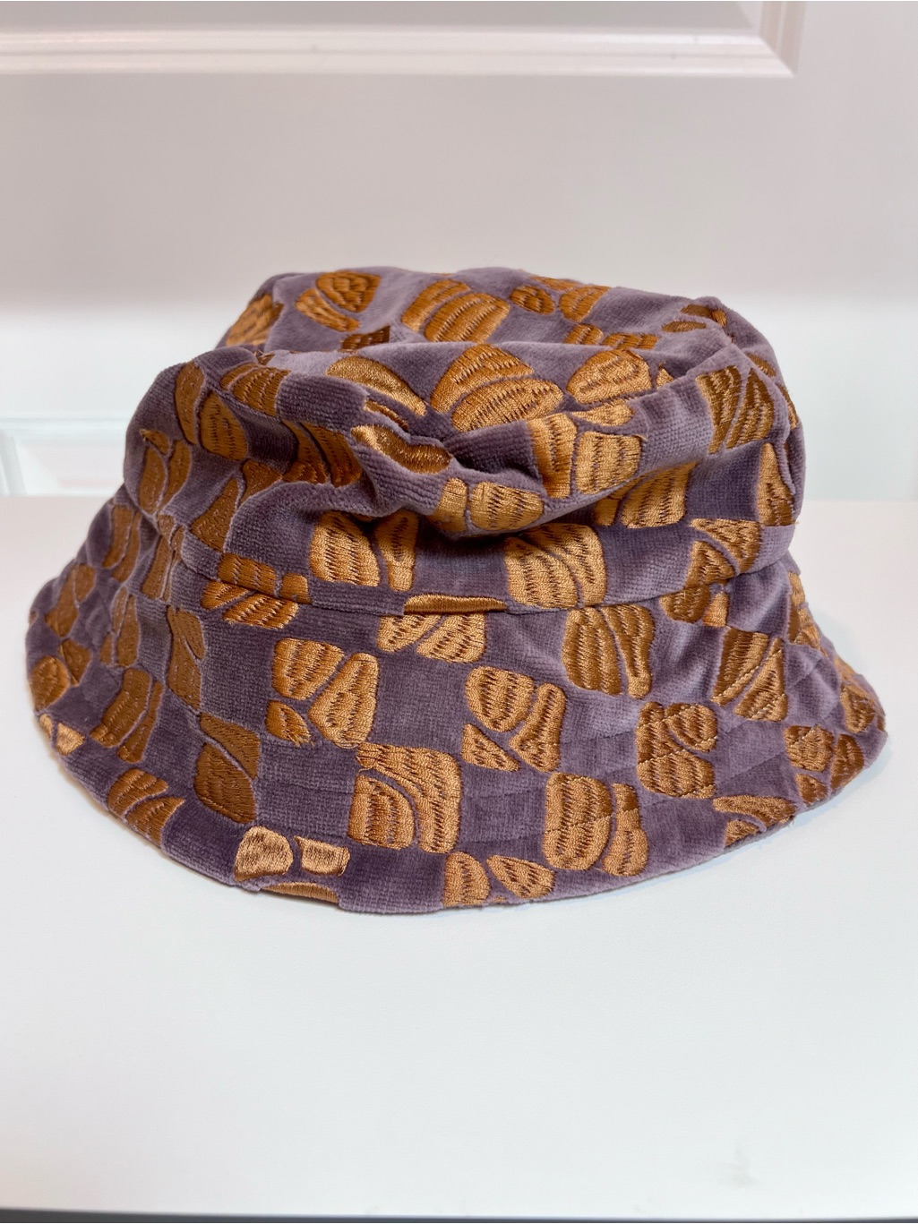 Y2k Velvet Small Purple & Brown Check Bucket Hat Whimsygoth Fairycore Goblincore